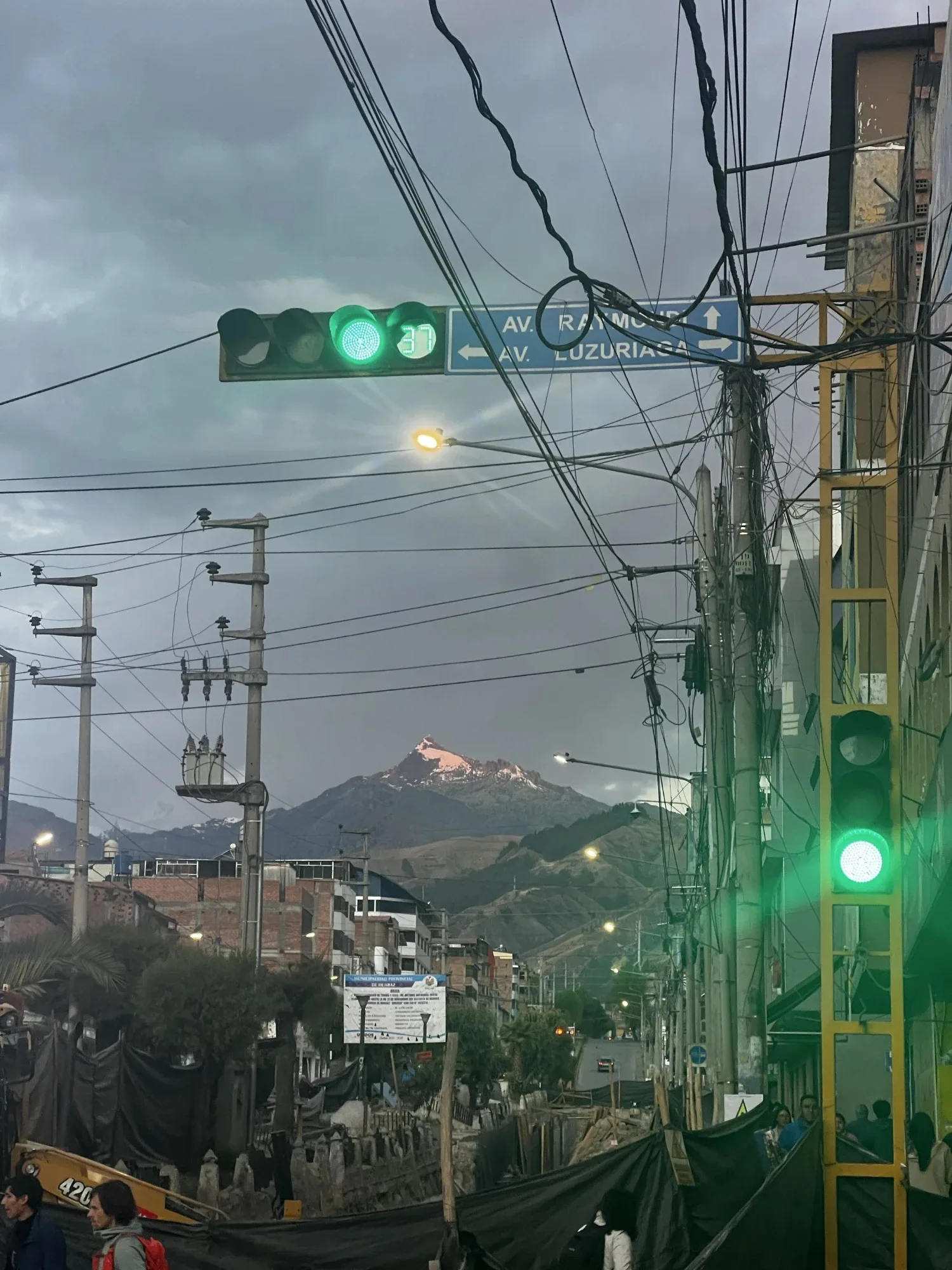 Arriving in Huaraz as the day ends