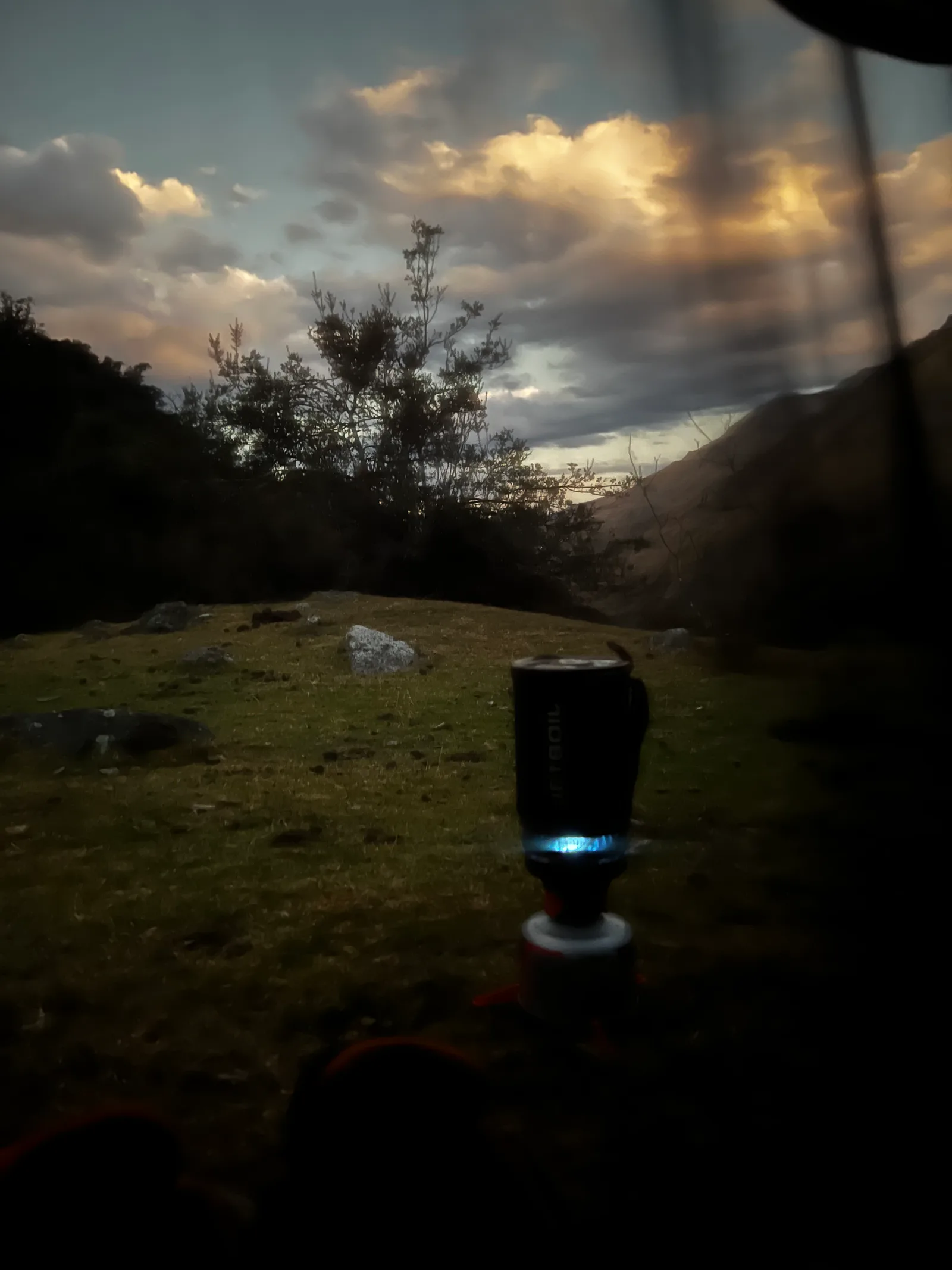 The stove at dusk