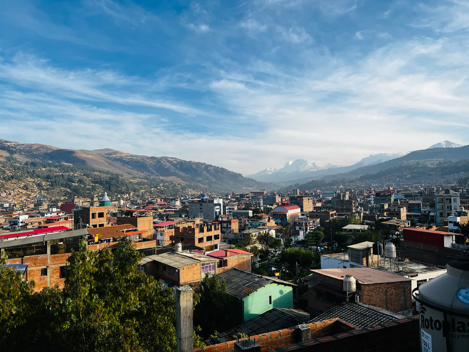 Huaraz with the Cordillera in the distance