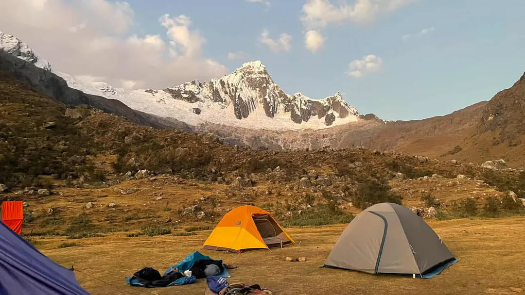 Camp below the glaciers